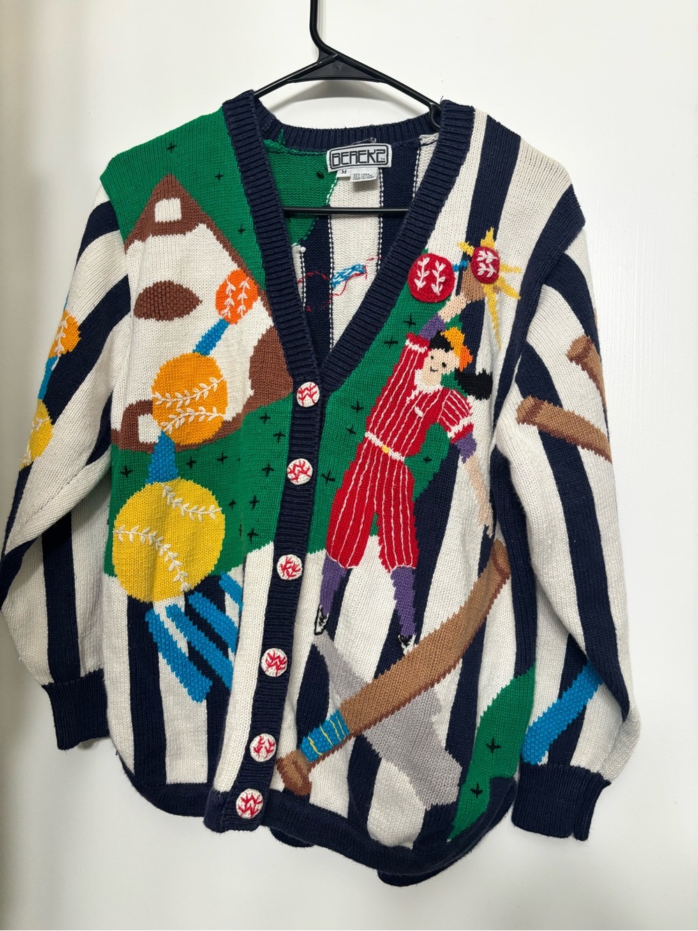 Bench Green, Navy & Cream Baseball-Themed Women's Cardigan